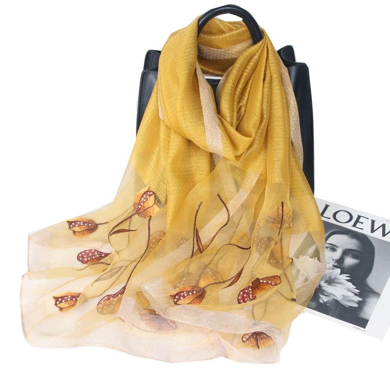 Embroidery Embroidery Handmade Embroidery Silk Wool Silk Scarf Women'S Spring And Autumn Versatile Solid Color Scarf Fashion Shawl Shawl