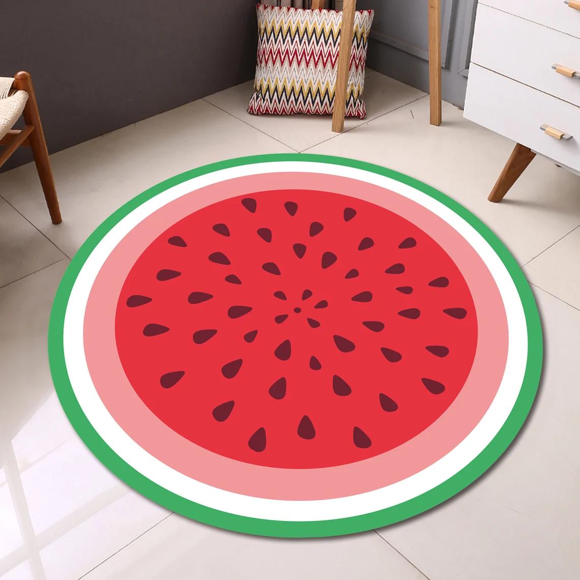 Realistische Watermeloenschijf Ronde Vloerkleed Schattig Fruit Design Antislip Vloermat voor Keuken en Eetkamer 40x40cm