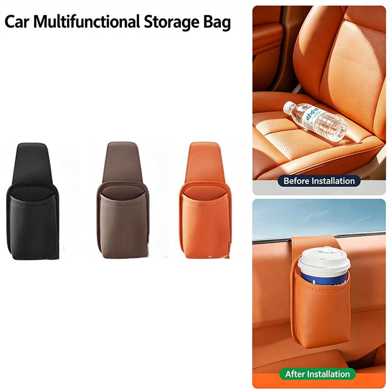 1/2pcs Car Door Cup Holder Organizer Leather Waterproof Drink Holder Storage Bag Universal Tidy Vehicle Interior Accessories