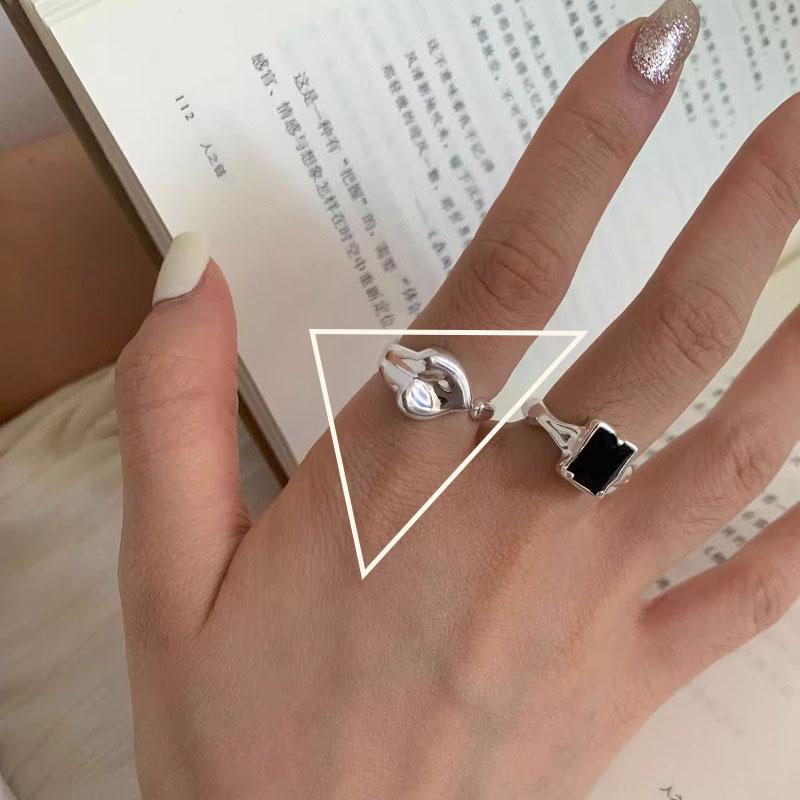 

PANJBJ 925 Sterling Silver Zircon love Heart Ring for Women Girl Gift Geometry Irregular Fashion Jewelry Dropshipping
