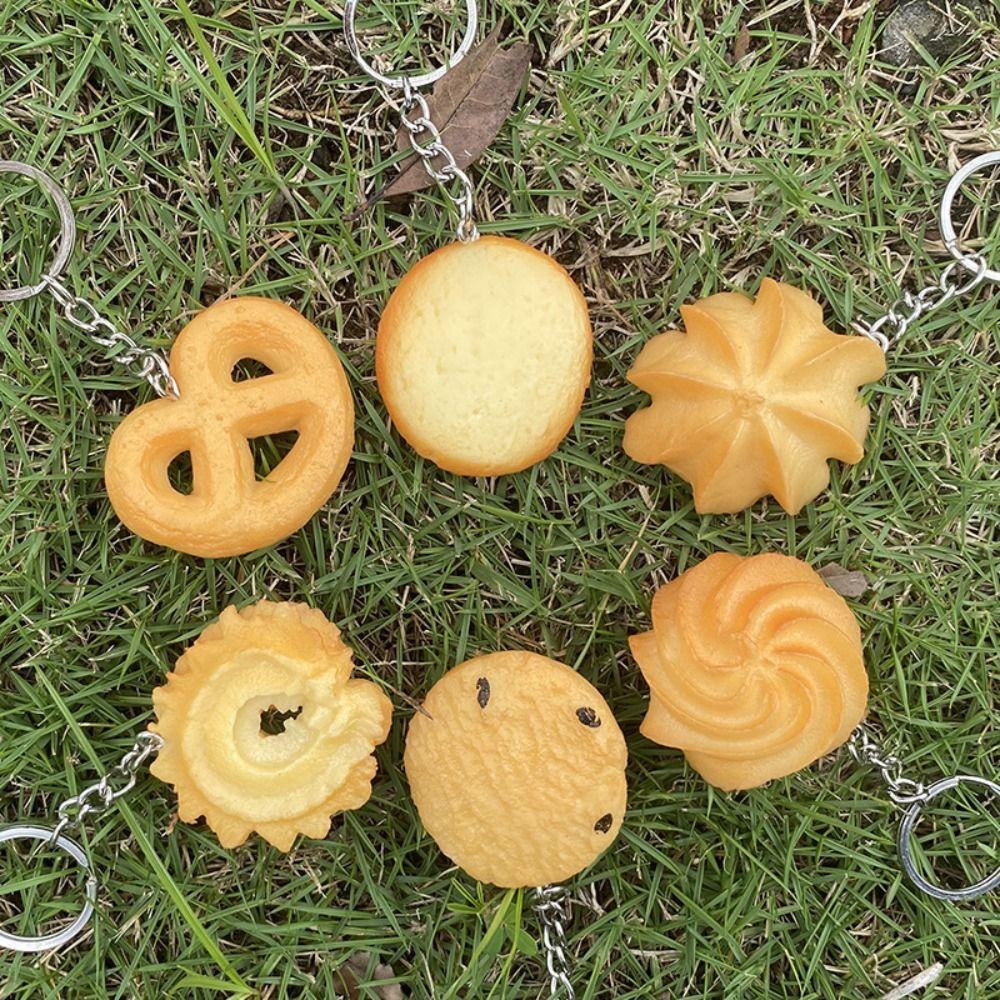 

Брелок для ключей с имитацией кондитерских изделий, автомобильные брелоки, детские закуски, модель, брелок для печенья с маслом