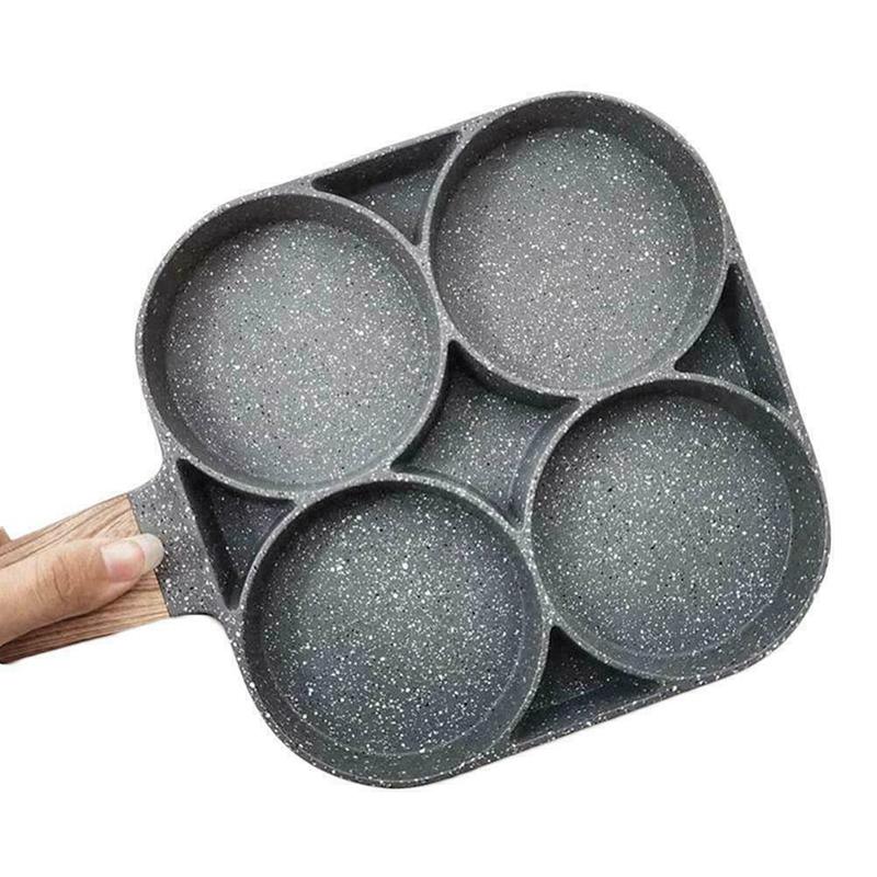 4 Hole Frying Pan Egg Omelet Burger Pan Non-stick Ham Pancake Maker For Gas Stove Induction Cooker