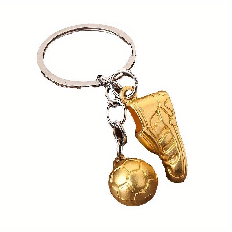 Portachiavi Scarpa da Calcio e Pallone Colore Argento/Oro Lega di Zinco Regalo per Appassionati di Calcio Accessorio Sportivo Per Uomini Donne