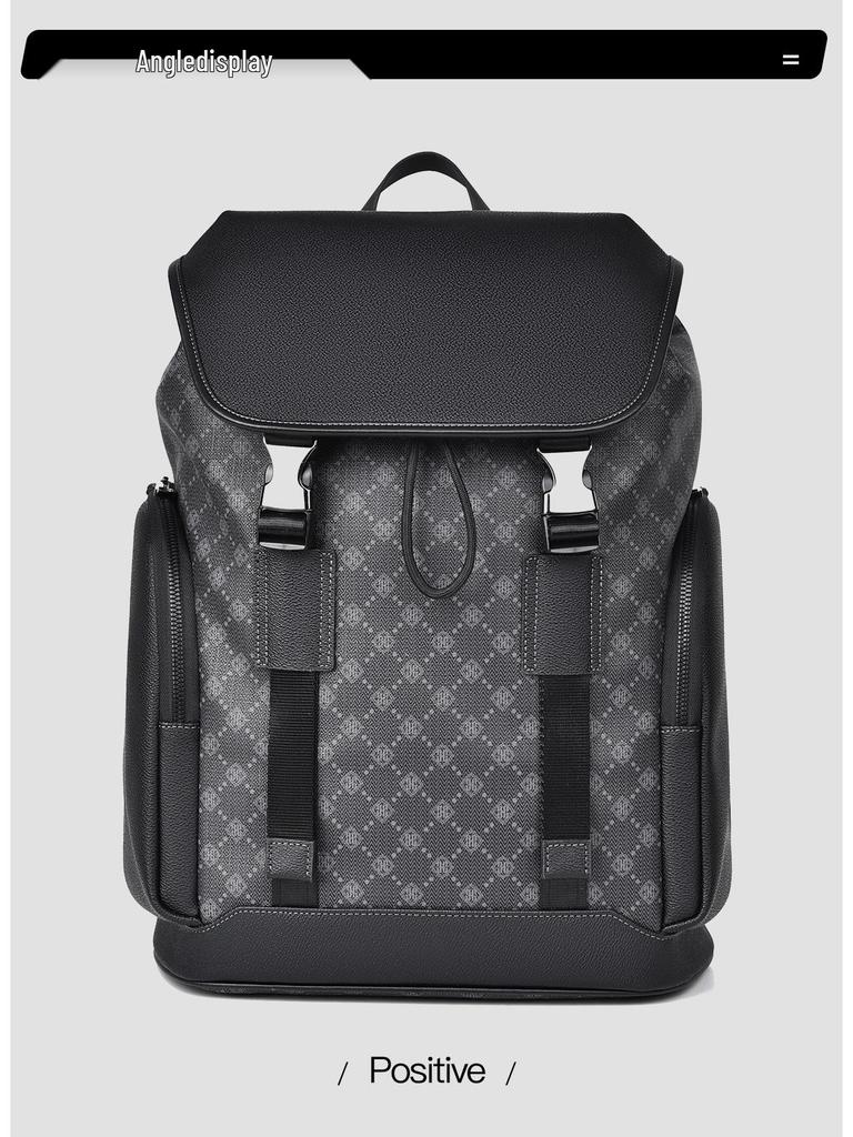 Men's Trendy High-End Business Laptop Backpack - Large Capacity Travel & Schoolbag with Old Flower Design