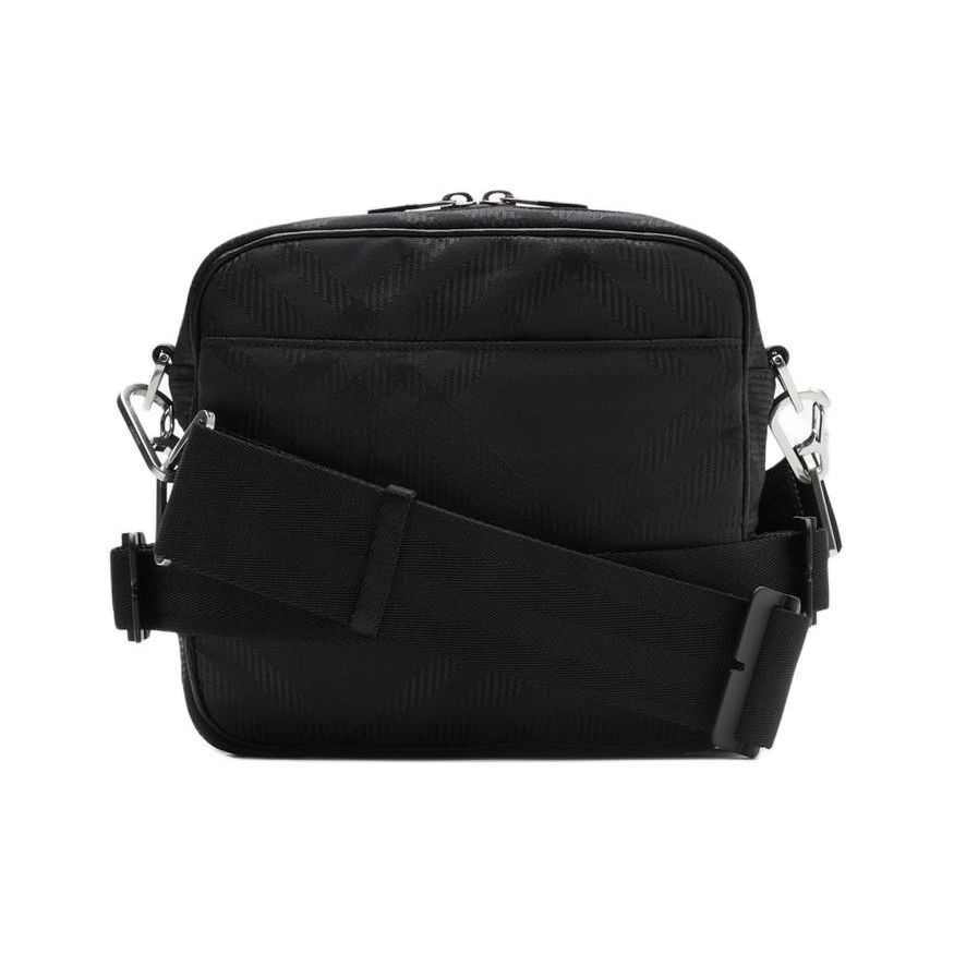 Burberry Monochrome Check Pattern Adjustable Shoulder Strap Leather Crossbody Bag Men Bags Black 80853801