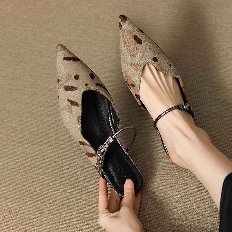 Flats Women Slippers Pointed Toe Shoes Slingback Dress Mules Shoes Summer 2025 New Elegant Sandals Femme Luxury Zapatos