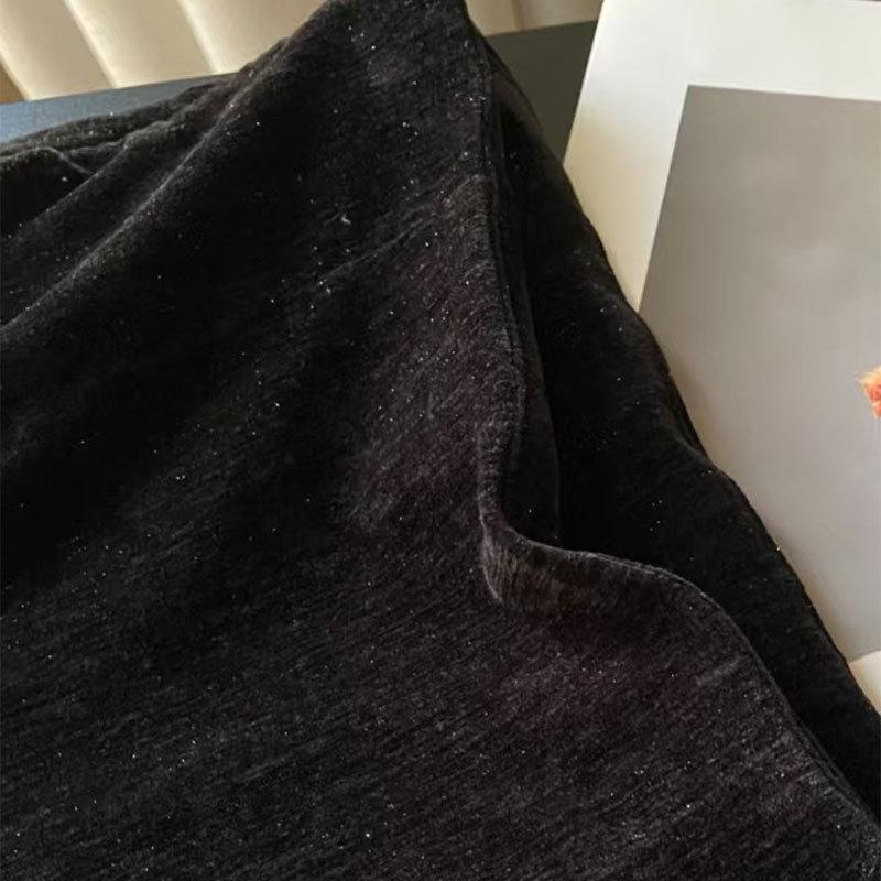 Mid-Length Black Velvet Mermaid Half-Skirt Medium чёрный