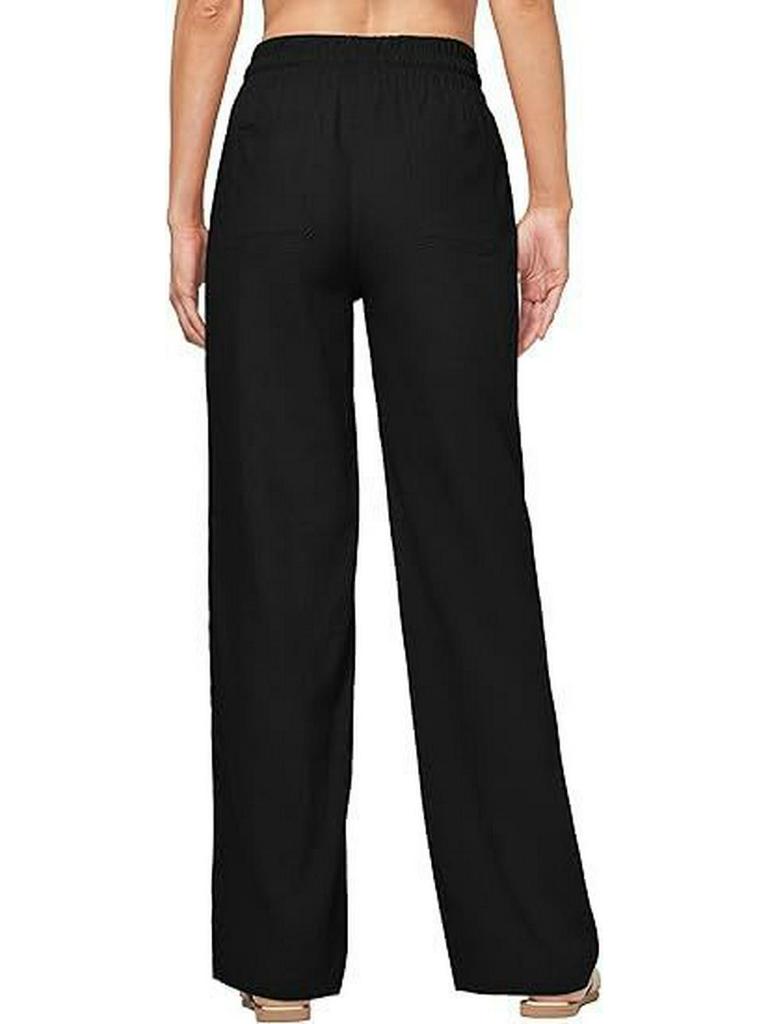 2025 High-Waisted Women's Drawstring Cotton-Linen Wide-Leg Trousers - Casual European-American Style