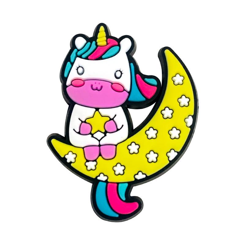 Unicorn Series Croc Charms: Soft Rubber Shoe Flowers & DIY Decorations.