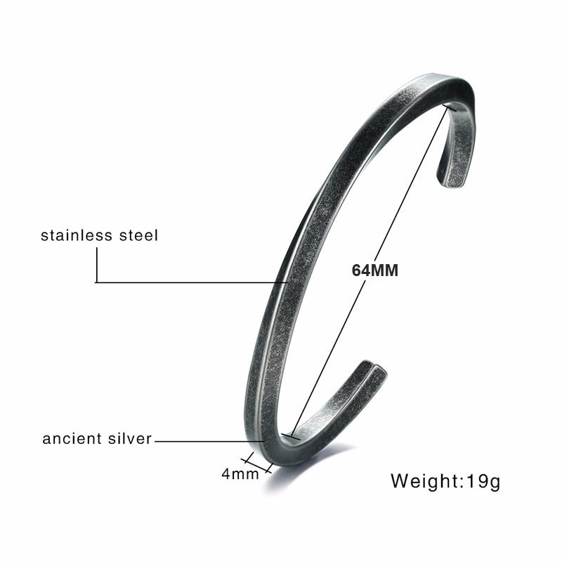 Nordic Runes Bangles,Men Bracelet,Stainless steel Twist Mobius Bangle Bracelets,Male Jewelry