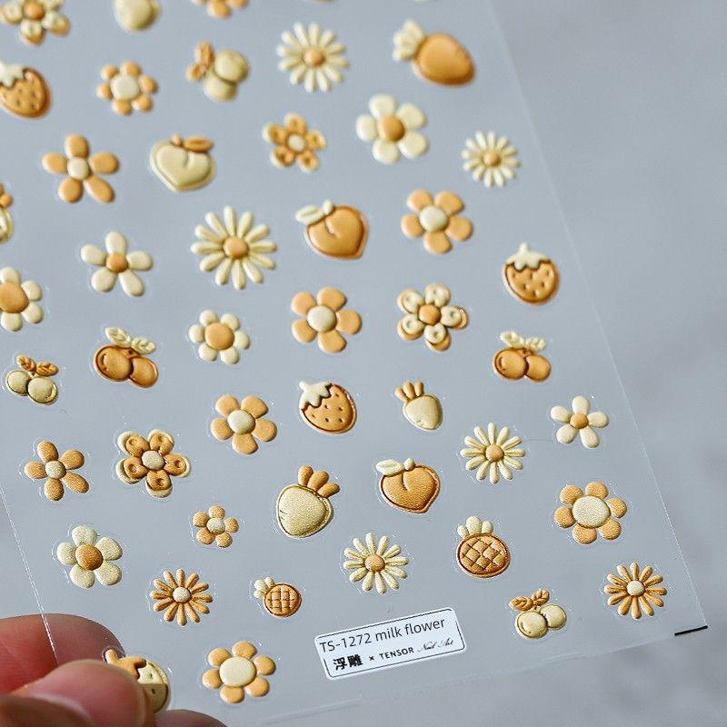 

New Craft 3D Waterproof Small Decorative Flowers Nail Art Sticker TS-1272 milk floret (three-dimensional)