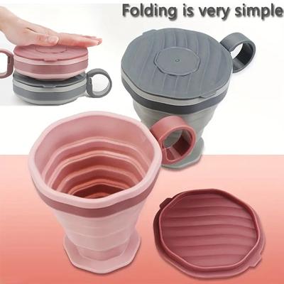1 buc. ceașcă de cafea pliabilă cu mâner și capac ceașcă de apă portabilă creativă pentru călătorii, camping, drumeții, ciclism, accesorii de bucătărie