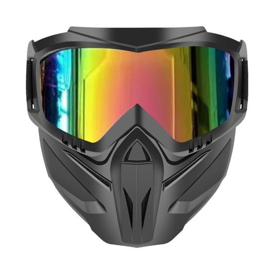 Pełnotwarzowa Maska z Odpinanymi Goglami, Przeciwmgielna Ochrona UV Wiatroszczelna Osłona Twarzy, Maska Gogle do Spawania, Jazdy na Motocyklu, Jazdy na Rowerze