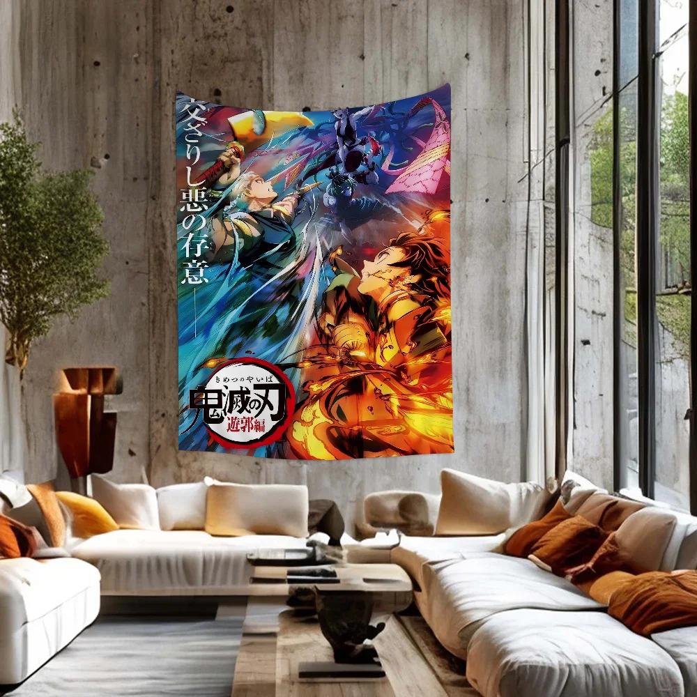 Anime Demon Slayer Cartoon Tapestry Art Science Fiction Room Home Decor Wall Hanging Home Decor
