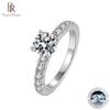 Women's D Color 1 Carat Moissanite Diamond Ring Wedding 925 Sterling Silver Jewelry Classical Four Claw Design Gift