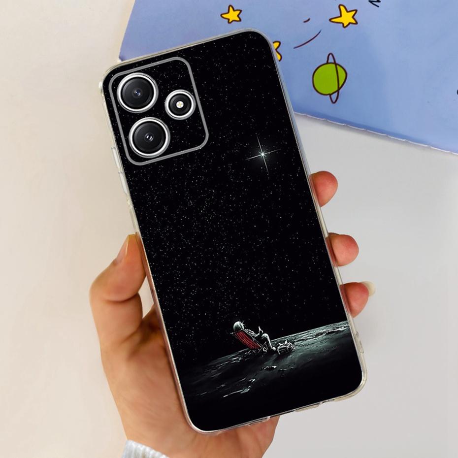 Cute Flower Cat Painted Case For Xiaomi Redmi 12 5G 2023 Soft Silicone TPU Back Cover For Redmi12 5G Global Phone Bumper