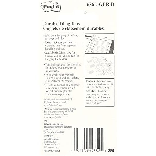 Post-it Film Sticky Notes Super Durable Thick Green Blue Red 38.1 X 25.4 Mm 22 Sheets X 3 Pads 686L-GBR