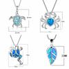 Bohemia Blue Imitation Opal Cute Turtle Animal Pendant Necklace For Women Charm Crystal Ocean Animal Necklaces Jewelry for Women