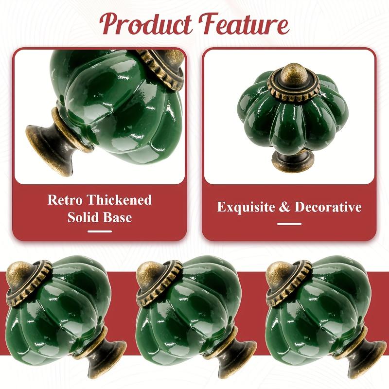 8 Pcs Vintage-Style Pumpkin-Shaped Ceramic Cabinet Knobs - Antique Bronze Finish Retro Drawer Pulls with Easy Installation Hardware