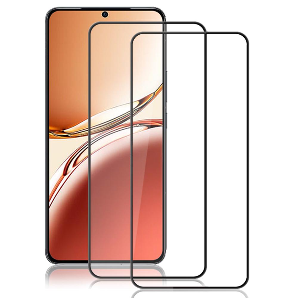 

AMORUS 2Pcs For Oppo Reno12 F 4G/5G Screen Protector Shatterproof Silk Printing Tempered Glass Film Black
