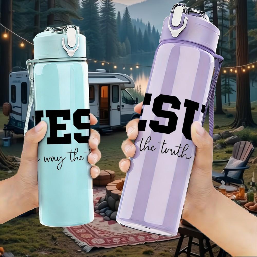 1PC Jesus The Way Truth Life 750ml Color Plastic Sports Water Bottle Leakproof Flip Straw Lid Suitable for Sports Office Home Use