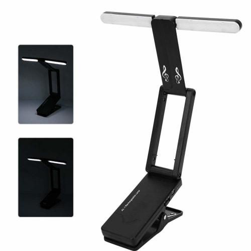 Portable Foldable Clip-on Music Stand Light, USB Rechargeable Reading Lamp with Two Brightness Modes for Reading, Sheet Music Stands, Pianos, Desks, e