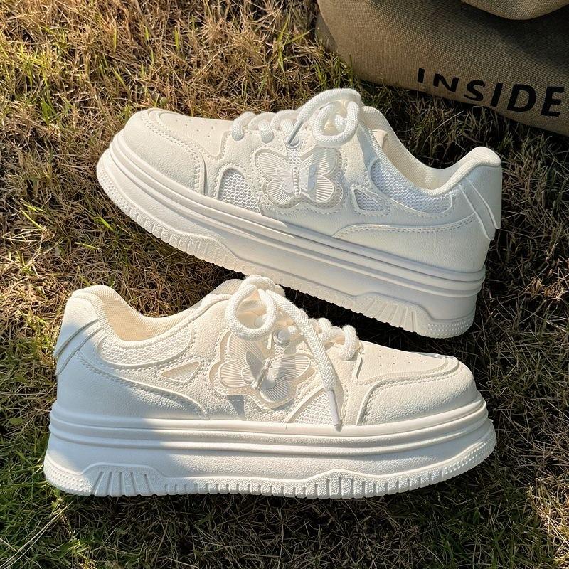 Fashion New 2025 Women's Lace-up Casual Flats White Shoes Mesh Breathable Trainers Ladies Shoes Female Sneakers for Women Basket Tenis