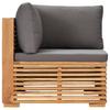 Garden Corner Sofa with Grey Cushions Solid Teak Wood