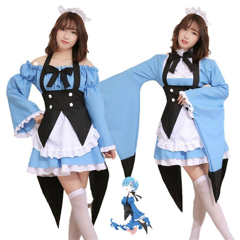 Re Zero Kara Hajimeru Lsekai Seikatsu Rem Ram Emilia Cosplay Costume Dress Maid
