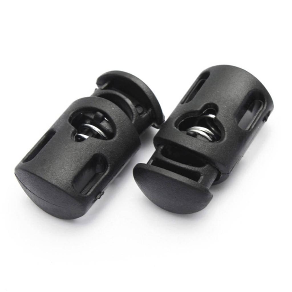 Cordon Serrures À Deux Trous Φ6Mm Noir Drawtrings Bloqueurs Pour Vêtements 20Pcs