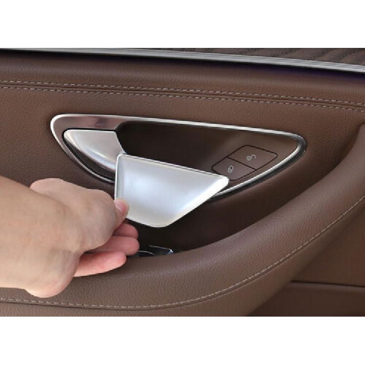 Fit For Benz GLC X253 ABS Silver 4PCS Inner Door Bowl Cover Trim 2016-