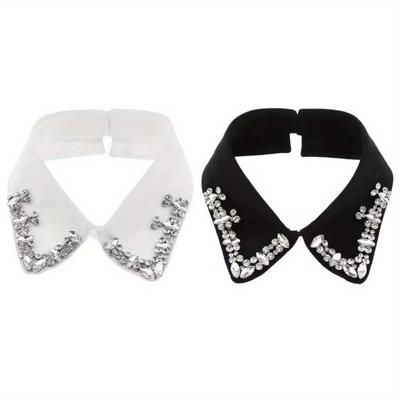 1PC Fake Collar Shirt Women Lady Detachable Collars Beaded Faux Collar Detachable Lapel False Fake Chiffon Collars