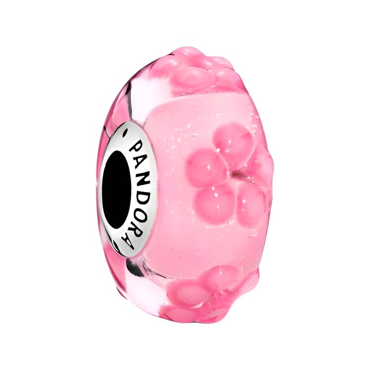 

Pandora Pink Murano Glass Floral Pendant Charm Unisex Jewelry 797901 Pink,F