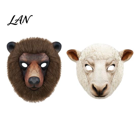 Comfortabel Feestmasker Realistisch Dier Masker, Schaap Bruine Beer Volledig Gezicht Grote Oogopening Cosplay voor Halloween Kostuum Accessoires Ademend