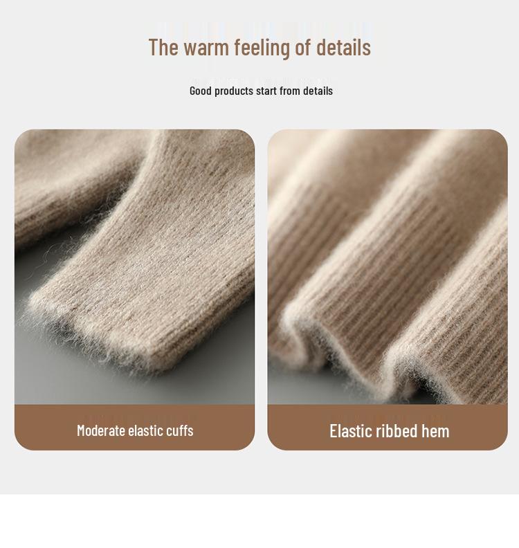 Men's 100% Pure Wool High-Collar Thick Knit Business Pullover Sweater