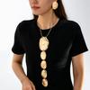 Personality Exaggerated Versatile Gold Irregular Geometric Pendant Long Necklace Earrings Set Women