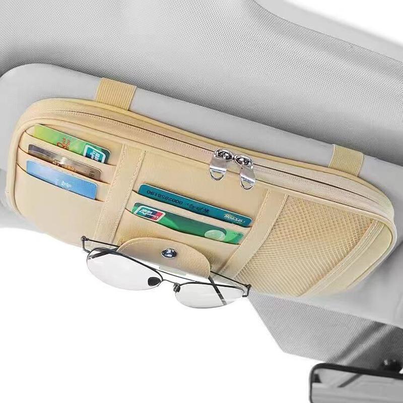 Car Sun Visor Card Sunglasses Holder Multifunction Point Pocket Organizer Storage Box Sunshade Bag Pouch Auto IC Card CD Holder