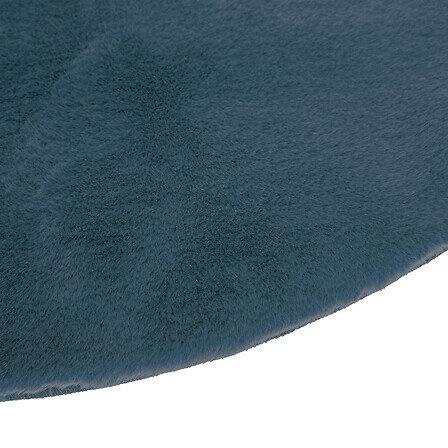 Round Rug 80 Cm Made Of Faux Fur, Blue