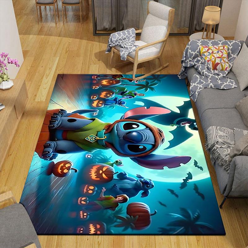 1Pc Stitch'S Halloween Adventure Rug, Office Carpet Indoor Outdoor Doormat, Non-Slip, Comfortable, Living, Christmas Halloween, Xmas Gift S1475
