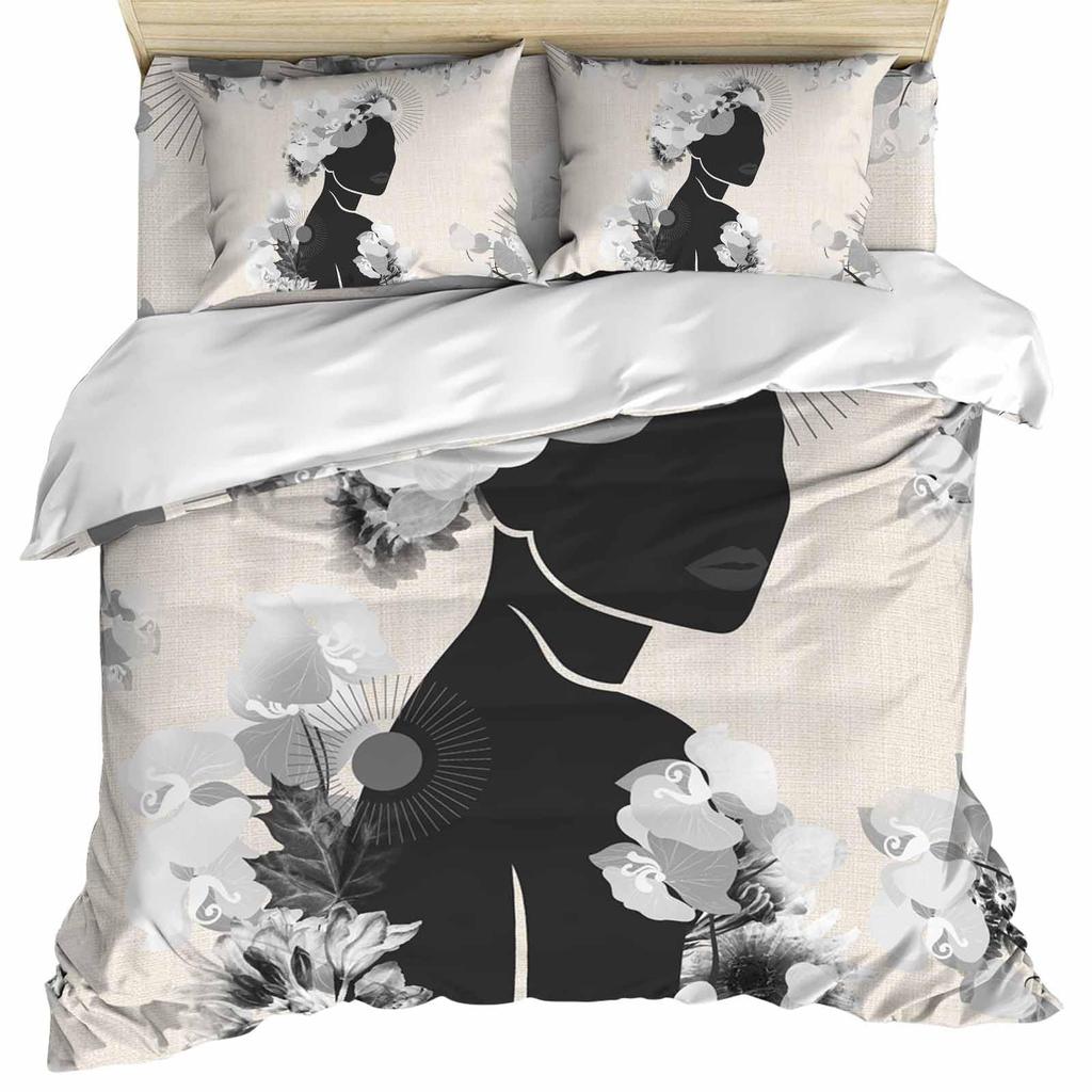 Exotic Style Bedding Set African Women Print Duvet Set Traditional Bedroom Decoration