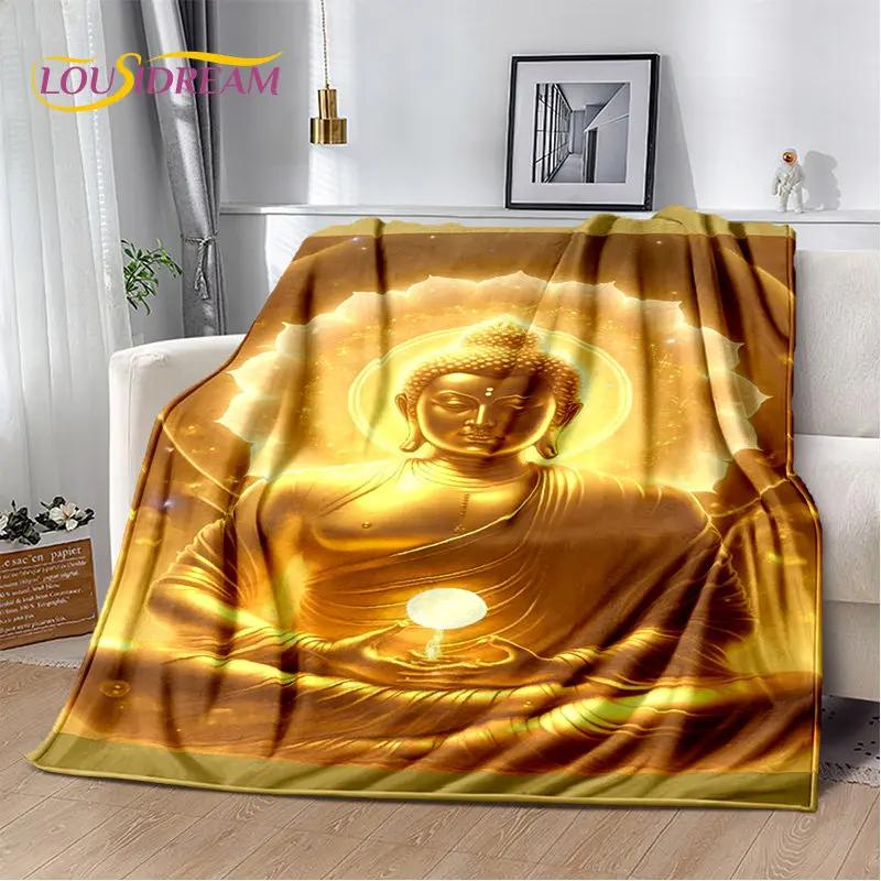Manta de felpa suave de Buda Sakyamuni budismo fe religión, manta de franela para sala de estar, dormitorio, cama, sofá, oración