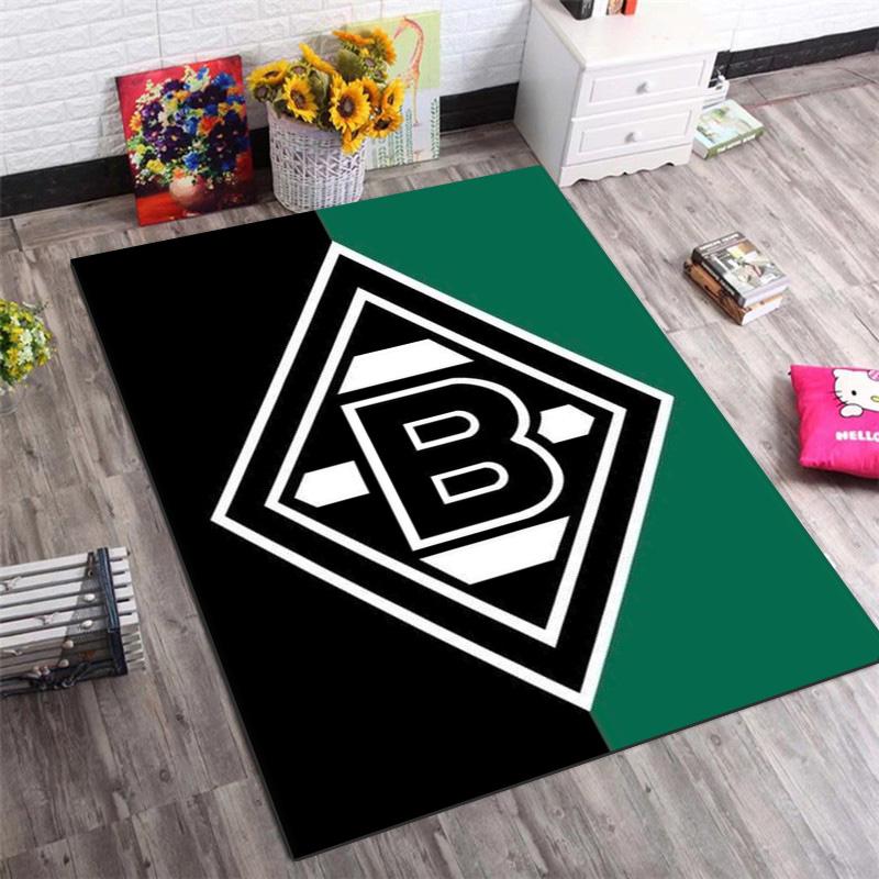 Borussia Mönchengladbach Logo Teppich, Rutschfeste Schwarz-Weiße Fußmatte mit Fußballclub-Wappen-Aufdruck, Indoor-Teppich für Fußballfans 40x60cm( 15x23in )