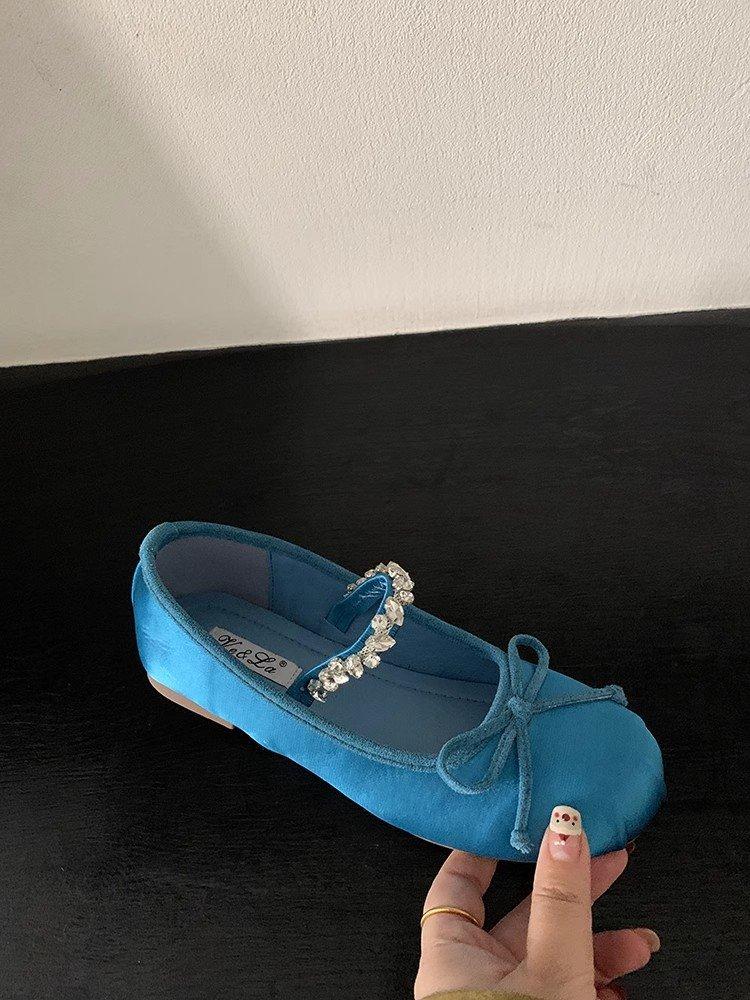 Evening Wind Shoes French Rhinestones with Mary Jane Single Shoes Flat Ballet Shoes Early Spring New Soft-soled Women's Shoes
