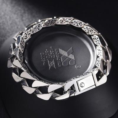 Bransoletka ze srebra próby 925 w 100% S925 Klasyczny starożytny trend Wzór roślinny Gładki łańcuszek ręczny Czysty Argentum Bransoletka męska
