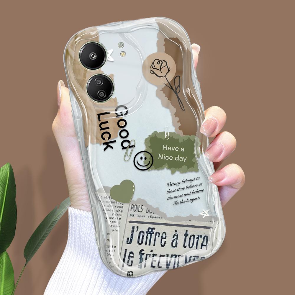 

Милый мультяшный узор, кремовая текстура, мягкий силиконовый чехол с волнистыми краями, чехол для телефона Xiaomi Redmi Xiaomi Poco C55 прозрачный