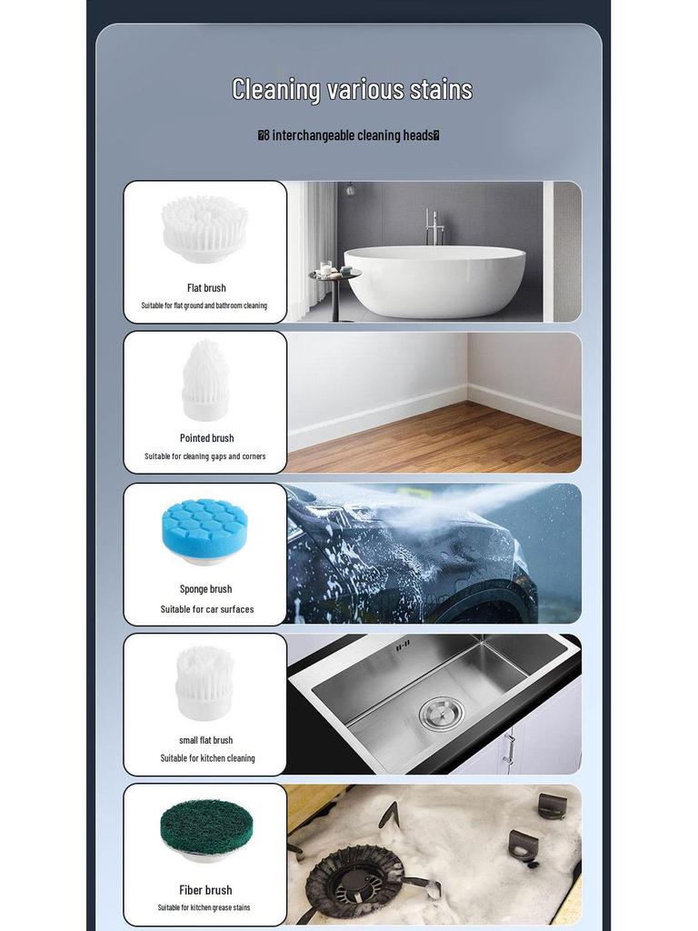 Wireless Retractable High-End Electric Cleaning Brush for Home and Bathroom