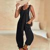 Dames verstelbare brede schouderbanden jumpsuit zakken wijde pijpen effen kleur dunne lange playsuit bib overall streetwear