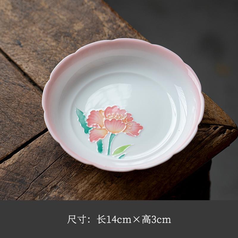 

Gradient Ramp Hand-painted Tulip Flower Mouth Pot Bearing Holder Teaware Support Dry Brew Table Tea Tray Coasters Supplies Craft