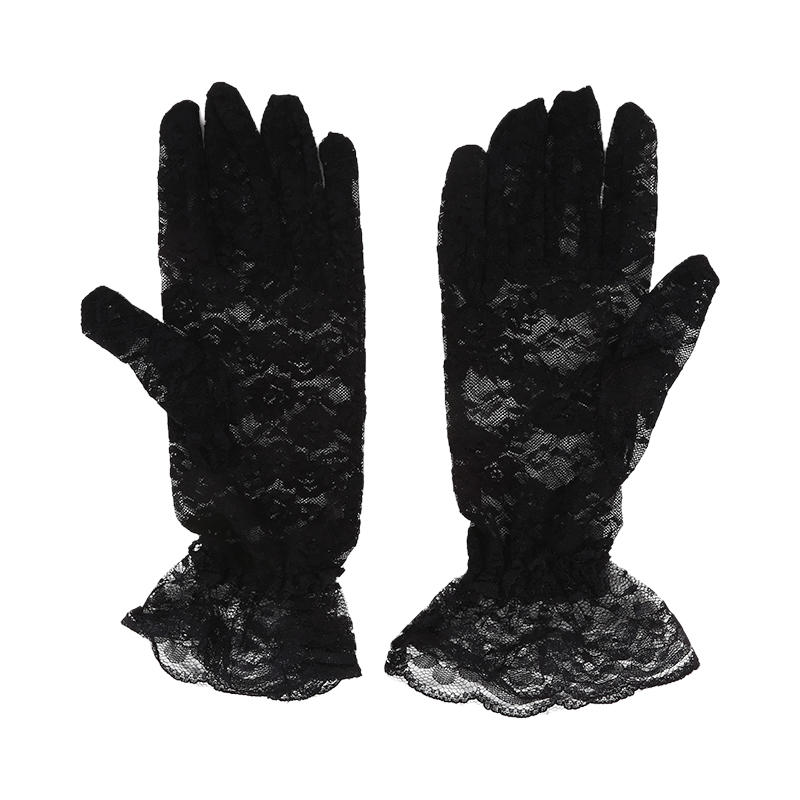 Women's Lace Floral Opera Tea Party Gloves Elegant Wrist Length Bridal Wedding Prom Gloves Costume Accessories