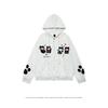 Unisex Oversized Hooded Cardigan With Embroidered Dog Motif Casual Cotton Sweatshirt Loose Fit